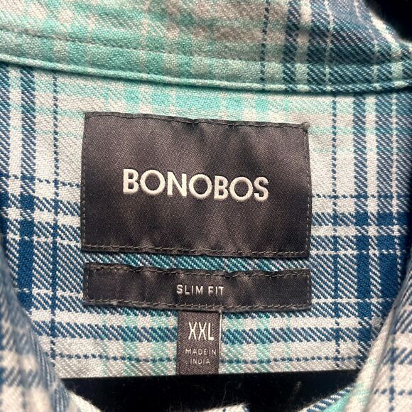 Bonobos Flannel Shirt Men 2XL Multicolor Plaid Cotton Stretch Slim Fit Button Up - Picture 5 of 9
